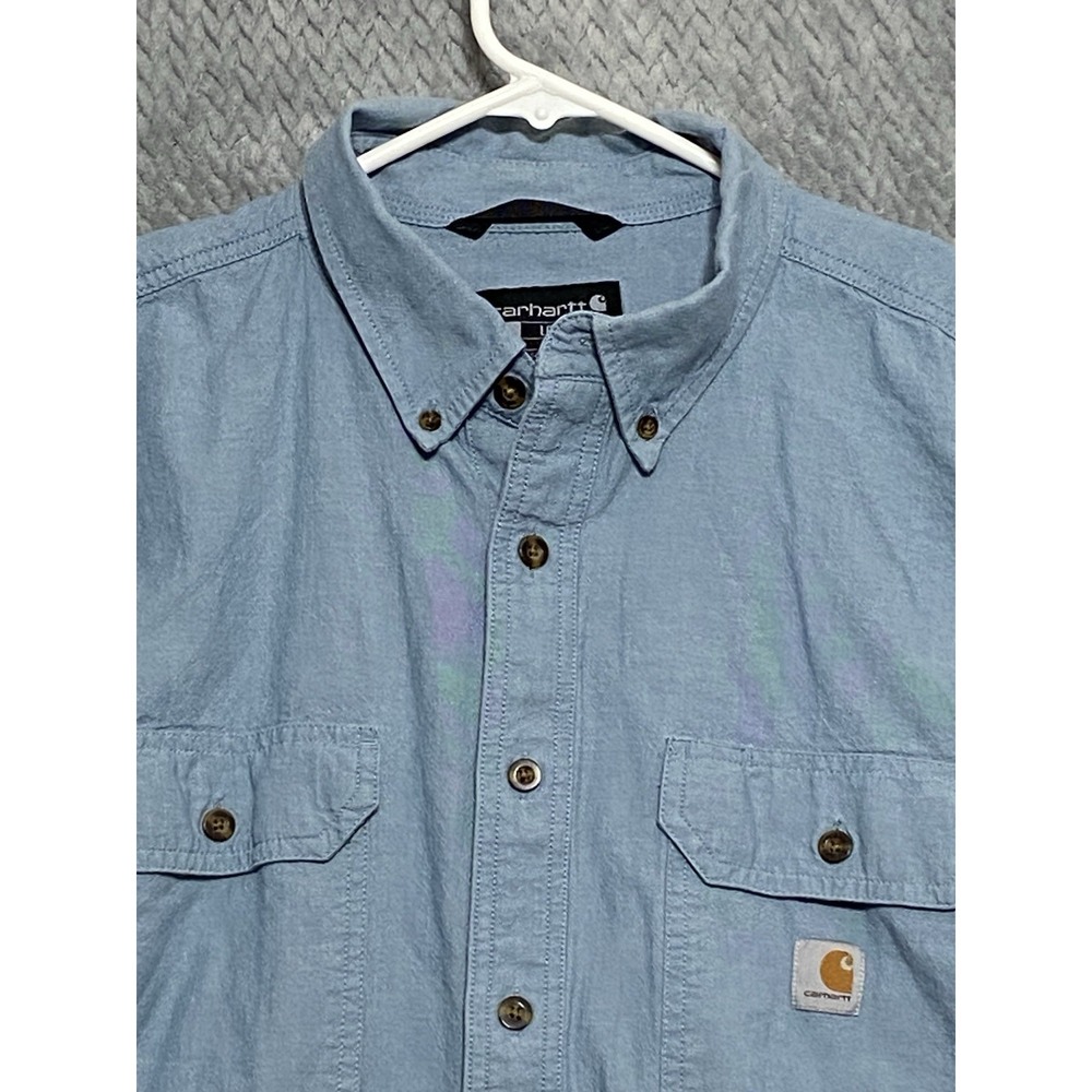 Carhartt Men's Shirt Size XL Blue Button-Up Loose Fit Long Sleeve